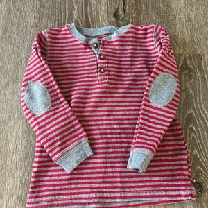 Carter's Red and Gray Striped Long Sleeve Henley